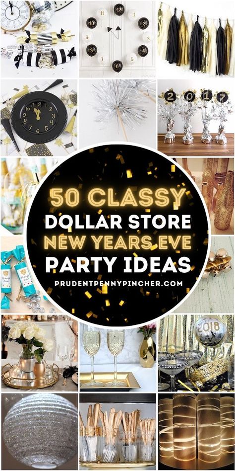 Throw an elegant and classy New Years Eve party on a budget with these Dollar Tree New Years Eve party ideas. From DIY New Years Eve centerpieces to DIY New Years Eve garlands, there are plenty of DIY New Years Eve decorations to choose from. Diy New Years Eve Decorations, Party Favors Table, New Year's Eve Party Themes, Diy Glitter Candles, New Years Eve Party Ideas, New Years Eve Party Ideas Decorations, Favors Table, Diy Tassel Garland, Classy Party