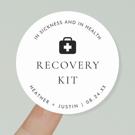 Modern Wedding Hangover Recovery Kit  Classic Round Sticker Hangover Recovery Kit Wedding, Wedding Survival Kits, Hangover Recovery Kit, Wedding Wrapping Paper, Wedding Kit, Wedding Stickers Labels, Hangover Kit, Wedding Treats, Wedding Favor Stickers