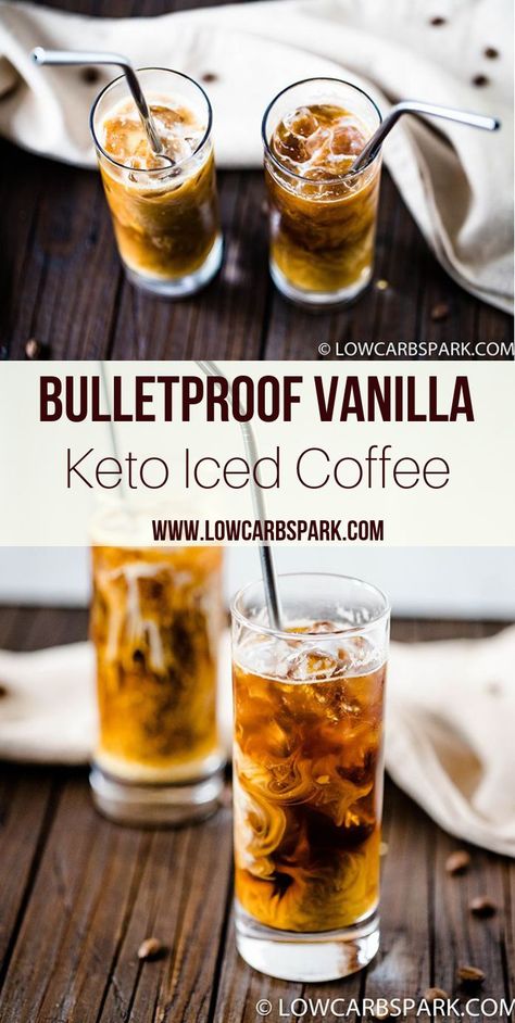 Keto Iced Coffee, Bulletproof Coffee Recipe, Keto Coffee Recipe, Coconut Oil Coffee, Keto Drink, Sugar Free Syrup, Bulletproof Coffee, Ice Coffee Recipe, Coffee Recipe