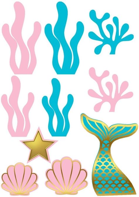 Mermaid Cake Topper Printable, Mermaid Topper, Ariel Cake Toppers, Little Mermaid Cake Topper, Topper Mermaid, Little Mermaid Cakes, Mermaid Theme Birthday Party, Mermaid Birthday Cakes, Pig Birthday Party