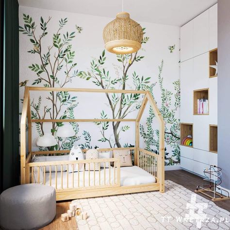 Toddler Floor Bed, Toddler Boy Room Decor, Kids Shared Bedroom, Baby Room Neutral, Baby Boy Room Decor, Kids Bedroom Inspiration, Toddler Boys Room, Jungle Nursery, Baby Room Inspiration