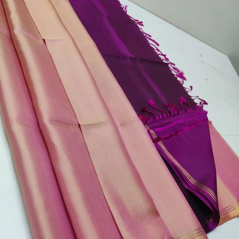 **Kanjivaram Handloom Silk** 🧵 Premium Quality Handloom Made *Plain sarees* 🥻 Contrast pallu with Plain Blouse 🔖 With *Silk Mark Tag* *Note* : Color may slightly vary due to photographic effect. Its all handloom products so dark threads & thread pullings are usually come its not consider as damage *Be Aware of duplicate Products* Plain Silk Sarees With Contrast Blouse, Silk Sarees With Contrast Blouse, Sarees With Contrast Blouse, Plain Sarees, Plain Saree, Plain Blouse, Contrast Blouse, Silk Sarees, Premium Quality