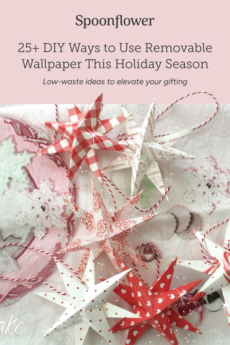 So you’ve wrapped up your #SpoonflowerWallpaper project! You look at your leftover bits and think: now what? 🤔💡 We're here with 25 ideas to help you make the most of your wallpaper swatches and scraps, including holiday projects to spruce up your gifts and home—and minimize waste too! Christmas Star Ornaments, Wallpaper Swatches, Diy Gift Tags, Diy Christmas Star, Diy Steps, Wallpaper Crafts, Danish Christmas, Star Ornaments, Christmas Stars