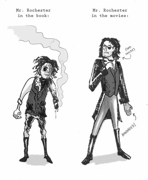 Mr Rochester Fanart, Jane And Rochester, Mr Rochester, School Romance, Charlotte Brontë, Literature Humor, Bronte Sisters, Period Pieces, Animal Doodles