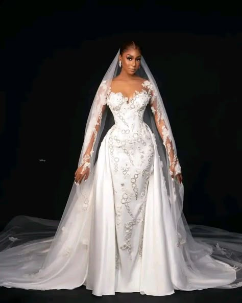 African White Wedding Dress, Black Woman Wedding Dress, African Bride Dress, Latest Wedding Gowns, Muslim Wedding Gown, Glam Wedding Dress, Classy Wedding Dress, Stylish Wedding Dresses, Pretty Wedding Dresses