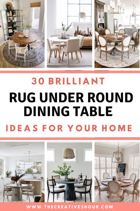 Discover stylish rug ideas for round dining tables! Elevate your dining room decor with our expert tips. Read our article for inspiration. Rug Under Round Kitchen Table, Round Dining Rug, Round Dining Table Rug, Rug Under Round Dining Table, Round Dining Room Rug, Round Dining Table Ideas, Rug Under Kitchen Table, Round Dining Table Small, Beige Dining Room