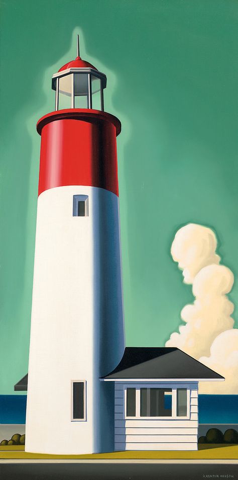 https://flic.kr/p/P4YnEe | Kenton Nelson, Avoiding Deviation Nelson Light, Kenton Nelson, American Scene Painting, American Painters, Deco Marine, Grant Wood, Artistic Painting, House Painter, Lighthouse Painting