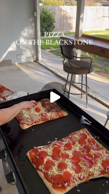 Arielle on Instagram: "Pizza was so good 🍕🔥  #blackstone #blackstonegriddle #blackstoneproducts #blackstonerecipes #pizzaontheblackstone #motherhood #relatablemom #sahm #outdoorcooking #outdoorkitchen #blackstonegriddlerecipes" Camping Pizza, Blackstone Pizza, Outdoor Griddle Recipes, Blackstone Grill, Cooking Stone, Flat Top Grill, Griddle Recipes, Cooking Pizza, Griddle Cooking