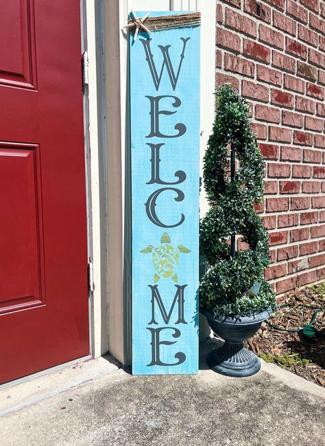 The Porch Sign, Summer Porch Signs, Beach Porch, Welcome Porch Sign, Porch Wood, Outdoor Welcome Sign, Door Signs Diy, Front Porch Signs, Porch Welcome Sign