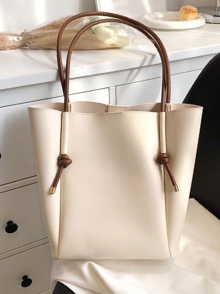 Sewing Handbag, Knot Decor, Minimalist Bag, Leather Handbags Women, Luxury Purses, White Tote, Leather Bag Women, Original Bags, Tote Bag Leather