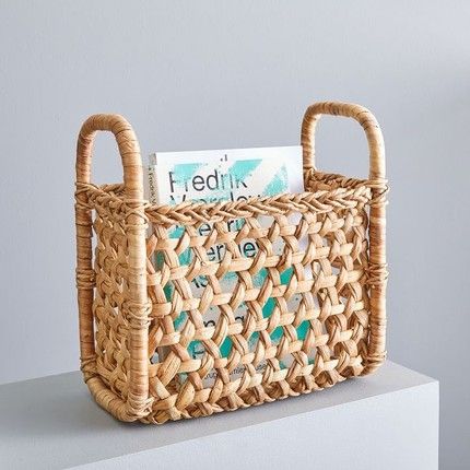 Basket Weave Blanket, Crochet A Basket, Magazine Basket, Weave Blanket, Twist Weave, Harvest Basket, Newspaper Crafts, Water Hyacinth, Woven Basket