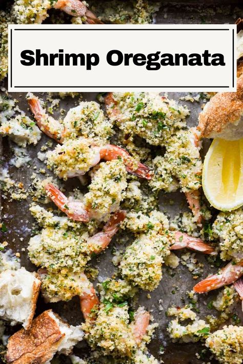 This Shrimp Oreganata recipe is one of my favorite shrimp dishes. Butterflied shrimp (more surface area!) baked in white wine and broth, topped with lemony, garlicky, herby breadcrumbs that get so golden and crispy. It's impressive enough for special occasions but simple enough for an everyday dinner. Shrimp Oreganata Recipe, Shrimp Oreganata, Oreganata Recipe, Butterflied Shrimp, Butterfly Shrimp, Cravings Recipes, Baking Lessons, Frozen Shrimp, Baked Shrimp