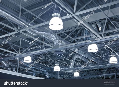 Ventilation system of modern building Royalty Free image photo Hidden Lighting, Lighting Control System, Philips Lighting, Retail Lighting, Factory Lighting, Bird Houses Diy, Lighting Showroom, Industrial Light Fixtures, Ventilation System