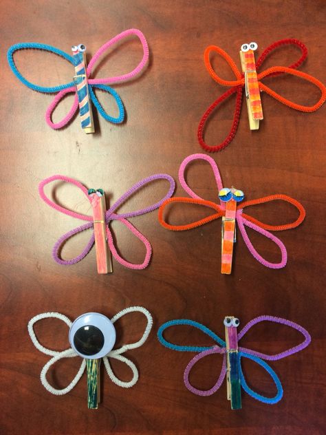 Peg Butterfly, Gems Crafts, Butterfly Activities, After School Care, Gem Crafts, Summer 22, Clothespins, Art Activities, Clothes Pins