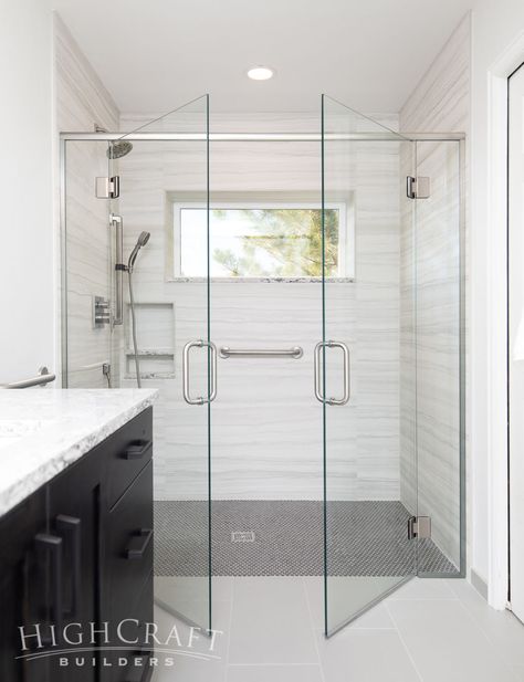 French Glass Shower Doors, French Door Shower Doors, French Shower Doors, Gallery Bathroom, Big Shower, Master Bath Renovation, Master Bath Shower, Bathroom Plans, Shower Glass