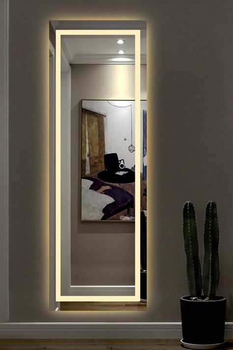 The mirror is designed with hanging holes on the back of the mirror and ready to be hung horizontally and vertically. Very convenient for you to set it up or change its place as you need. LED light source creates bright, energy-efficient illumination, their long-lasting LED provides a lifetime of use (50,000 hours). Adopted led strip with color temperature 3000K-6000K, no dark area on the face, no shadow. Long Mirror, Set It Up, Room Inspiration Bedroom, Led Mirror, Led Strip Lighting, The Mirror, Led Strip, Mirror With Lights, Led Color