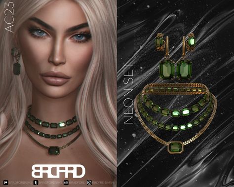 [AC23 - DAY 25] NEON SET - GAME EDITION | Patreon Sims 4 Cc Patreon, Neon Jewelry, Cc Patreon, Green Gem, Set Game, Sims 4 Characters, Sims 4 Cc Packs, Sims Hair, Sims 4 Cas