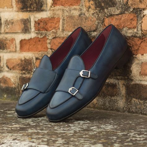 CUSTOMIZE Double Monk Strap Shoes, Quality Leather Boots, Navy Blue Shoes, Double Monk Strap, Custom Design Shoes, Custom Made Shoes, Black Slippers, Monk Strap Shoes, Formal Loafers