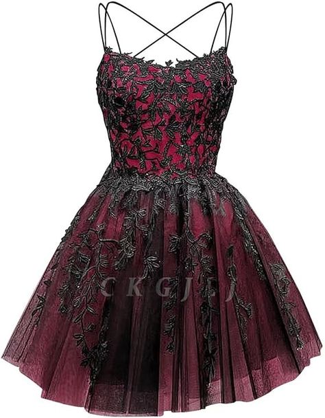 Amazon.com: CKGJLJ Black Wine Red HOCO Dresses 2024 Spaghetti Straps Scoop Neck Lace Appliques Short Dresses for Women Juniors Girls Party Dress US12 : Clothing, Shoes & Jewelry Red Hoco Dresses, Red Hoco, Short Dresses For Women, Dresses 2024, Girls Party Dress, Hoco Dresses, Girls Party, Neck Lace, Wine Red