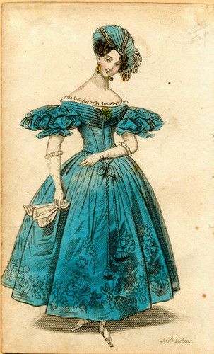 Evening dress, 1831 — Calisphere 1829 Fashion, 1830s Dress, Opera Dress, Silhouette Mode, 1820s Fashion, 1830s Fashion, Beau Film, 1800s Fashion, Plate Collection