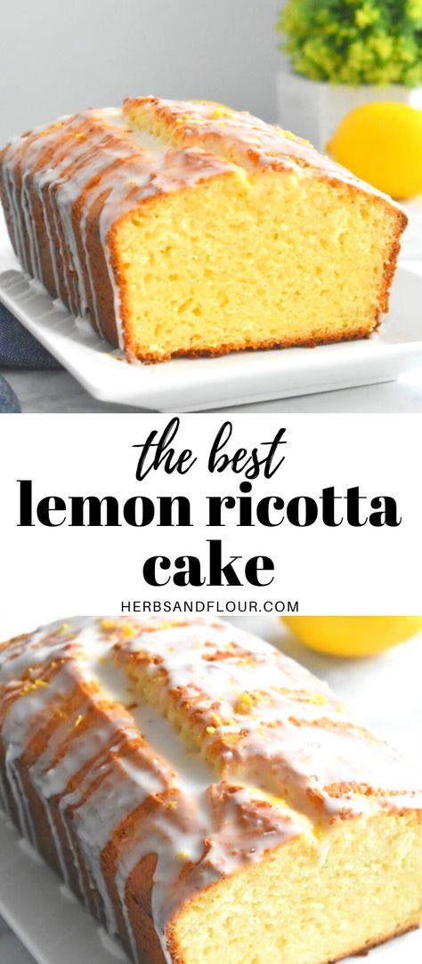 Lemon Ricotta Bundt Cake Recipe, Lemon Ricotta Pound Cake Giada, Lemon Ricotta Loaf Cake, Lemon Ricotta Bread Recipe, Easy Ricotta Cake, Ricotta Coffee Cake Recipes, Lemon Ricotta Bread, Lemon Ricotta Loaf, Tangerine Ricotta Cake