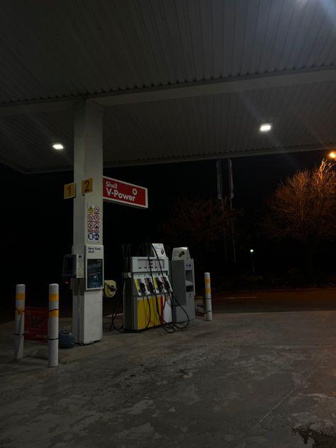 Caltex Gas Station, Night Gas Station Aesthetic, Petrol Station Aesthetic, Late Night Gas Station Aesthetic, Liminal Photos, Late Night Gas Station, Aesthetic Gas Station, Speedway Gas Station, Gas Station At Night