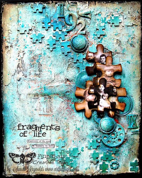 Finnabair Finnabair Mixed Media, Steampunk Mixed Media Art, Canvas Tutorial, Kunstjournal Inspiration, Steampunk Mixed Media, Altered Canvas, Mixed Media Art Techniques, Mixed Media Art Projects, Collage Canvas