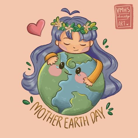 Earth mother day illustration cartoon design art hirl hughing the earth love tefiti chibi cute kawaii style Cute Earth Day Drawings, Earth Cute Drawing, Cute Earth Drawings, Go Green Drawing, Earth Day Illustration, Save Earth Posters, Save Earth Drawing, Earth Day Poster, Earth Drawing