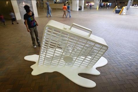 Hot-lanta, A Melting Fan Art Installation In Atlanta Hvac Humor, Bad Hair Day, A Sign, Stay Cool, Heating And Cooling, Bones Funny, Box Fan, Installation Art, I Laughed