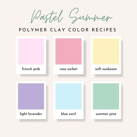 Polymer Clay Color Recipes, Pastel Polymer Clay, Clay Color Recipe, Clay Color Mixing, Clay Recipes, Color Recipe, Polymer Creations, Light Spring Colors, French Pink