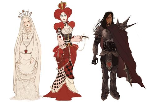 Alice in Wonderland's queens and knave (dolcibaldo) Alice In Wonderland Outfit, Queen Alice, Queen Of Hearts, Art Inspiration Drawing, Funky Art, Art Reference Photos, Fantasy Character Design, Pretty Art, Art Sketchbook