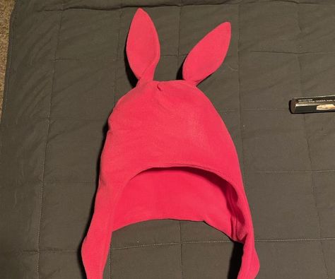 Diy Louise Belcher Hat, Louise Belcher Hat, Louis Belcher, Bunny Ear Hat, Louise Belcher, Quarter Inch Seam, Hat Diy, Sewing Fleece, Bob's Burgers