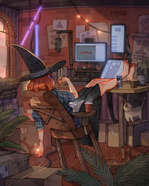 Simz on Twitter: "… " Illustration Kunst, L Wallpaper, Modern Witch, Modern Fantasy, Witch Art, Witch Aesthetic, Lunch Break, Art And Illustration, 판타지 아트