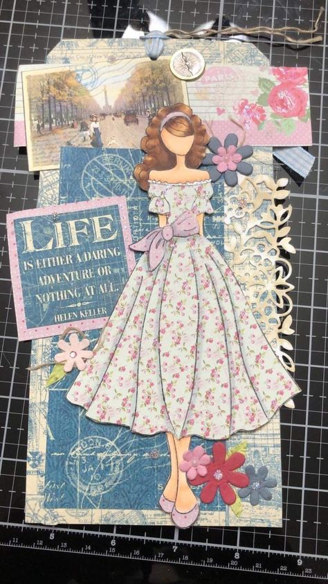 Collage Paper Dolls, Paper Doll Collage Art, Paper Doll Junk Journal, Julie Nutting Prima Dolls Ideas, Julie Nutting Prima Dolls Ideas Handmade Cards, Julie Nutting Dolls, Julie Nutting, Eileen Rudisill Miller Paper Dolls, Prima Paper Dolls