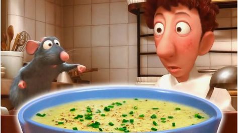 Soup From Ratatouille, Ratatouille Movie, Ratatouille Remy, Ratatouille Disney, Leeks Soup Recipes, Movie Night Dinner, Disney Inspired Food, Movie Night Food, Ratatouille Recipe