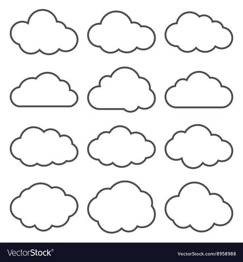 Clouds Vector Illustration, Cloud Shapes Template, Cloud Vector Illustration, Cloud Svg Free, Cloud Template Free Printable, Cloud Cutout, Clouds Shapes, Cloud Ideas, Cloud Silhouette