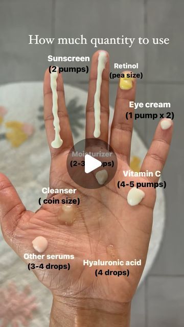 KARISHMA | Skincare & Makeup 🇮🇳🇺🇸 on Instagram: "Save for later✅  Here is the general guide on how much wuantity of skincare products to use  Don’t forget to follow @yourbeautyjournal_ for more such content!  #skincare#skincaretips#skincareguide#skincaretips101#skincaredaily#skincareregimen#meta#southasian#Contentcreator#skincareroutines  Skincare products, quantity of skincare to use, skincare tips, south Asian content creator, brown skin skincare, skincare 101,beginner skincare routine"