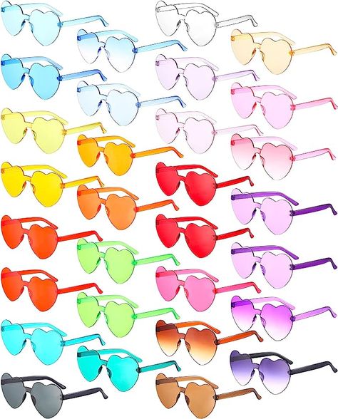 Amazon.com: Yunsailing 30 Pcs Heart Shape Sunglasses Rimless Heart Glasses Bulk Colorful Glasses for Adults Trendy Glasses Women Eyewear (Multicolor) : Clothing, Shoes & Jewelry Heart Shape Sunglasses, Bachelorette Sunglasses, Frameless Glasses, Sunglasses Colorful, Colorful Glasses, Glasses Transparent, Rainbow Sunglasses, Women Eyewear, Shape Sunglasses