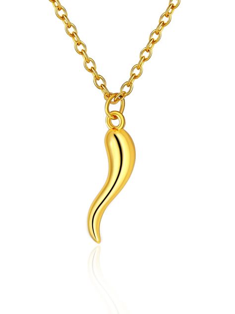 PRICES MAY VARY. 🌶🌶 Good Luck Jewelry 🌶 -Italian Horn sign design pendant, small and delicate size for women or teens, ward off bad luck and bring all the good luck to your life, a popular amulet in Italian folklore that symbolizes protection, good luck, fertility and heritage. Cornicello Necklace is polished finished, slide and comfort fit, very pretty & good looking gift for lady. Material - Stainless steel based, 18K Gold plated, shiny real gold looking, color lasting, hypoallergenic, lead free, nickel free and waterproof. Size of Necklace - pendant 1.18" x 0.21", chain length 18"+2 inch extender (45+5cm); Light weighted necklace only 4.5 grams. This Jewelry comes with PIYIZ brand box and a black velvet bag. PIYIZ Jewelry Lucky amulet pendant, italian horn pendant for women pepper ne Italian Folklore, Cornicello Necklace, Italian Horn Necklace, Amulet Charm, Italian Horn, Talisman Jewelry, Jewish Jewelry, Star Of David Pendant, Horn Necklace