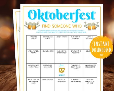 VanillaMintPrints - Etsy Oktoberfest Party Games, German Activities, Oktoberfest Centerpieces, German Oktoberfest, Oktoberfest Party, Ice Breaker Games, Beer Fest, Fun Party Games, Activities For Adults