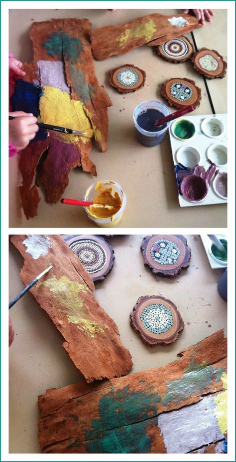 Bark Painting, Children Painting, Survival Stuff, Tree Study, Painting Wood, Children Play, Forest School, Nature Play, Outdoor Learning