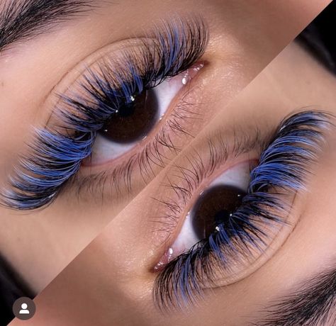 Blue Lashes Extensions, Lashes With Blue, Blue Eyelash Extensions, Blue Lash Extensions, Lash Patterns, Color Eyelash Extensions, Blue Lashes, Glitter Lashes, Lashes Fake Eyelashes