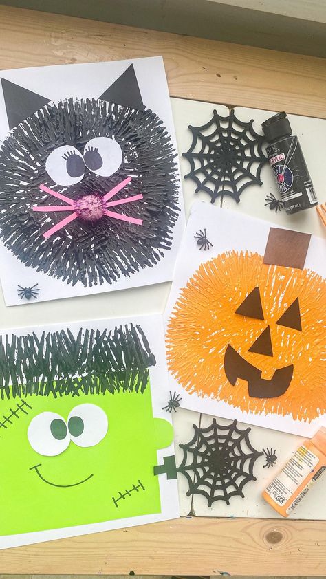 Kids Craft and Learning Page on Instagram: "Spider Sensory Bag🕷 follow @abcdeelearning for more kids ideas! 🕸To remove the label of the bag use some rubbing alcohol on a cotton ball 🖍Draw an oval and legs for the spiders using a Sharpie 🕷Write numbers below the spiders for counting! 💦Add in a bottle of hair gel and a little water We use the cheapest hair gel at the store. 👀Add in googly eyes! Have the kids scoot the correct amount of eyes into each spider 🕷" Frankenstein Crafts Preschool, Cute Pumpkin Crafts, Fork Printing, Spider Sensory, Fun Halloween Crafts For Kids, Pumpkin Crafts For Kids, Frankenstein Craft, Ball Drawing, Fun Halloween Crafts