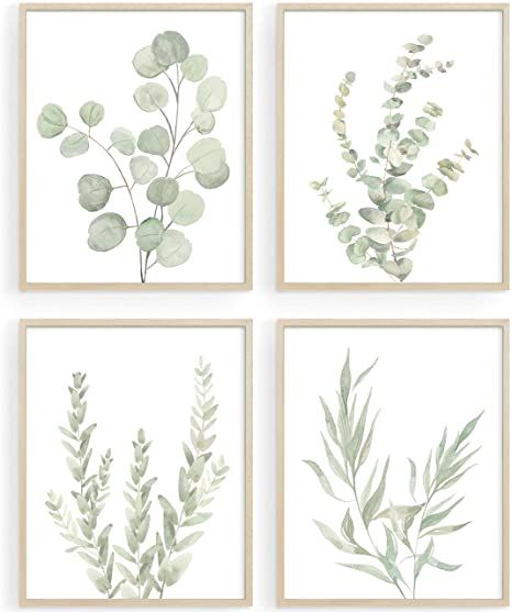 Botanical Bathroom, Bathroom Wall Decor Art, Sage Green Bedroom, Boho Bathroom Decor, Feuille Eucalyptus, Plant Wall Decor, Leaves Watercolor, Sage Green Walls, Cat Air