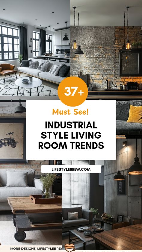 Transform your space with these 37 industrial style living room trends that highlight raw textures, bold metal accents, and that urban edge every homeowner seeks. Discover how to infuse toughness into your cozy sanctuary using rugged materials, like exposed brick, and charming vintage pieces. This guide showcases designs that merge practicality with aesthetics, inspiring you to create a unique living area's vibe and comfort. From minimalistic to eclectic blends, get inspired as you revitalize your home with industrial elements tailored to suit your style. Style Living Room Ideas, Industrial Decor Living Room, Industrial Living Room Design, Industrial Style Living Room, Industrial Living Room, Multipurpose Furniture, Industrial Living, Industrial Livingroom, Style Living Room