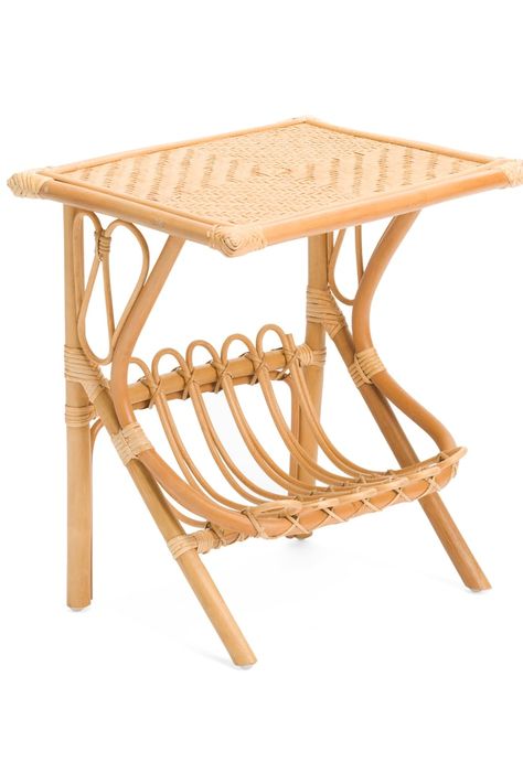 Small Spaces Are No Match For These 84 TJ Maxx Furniture Finds Bamboo Table Design, Wood Blanket Ladder, Hawaiian Home Decor, Compact Furniture, Apartment Dorm, Bamboo Table, Creative Storage Solutions, Wood Accent Table, Bamboo Furniture