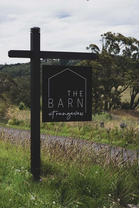 On a 4 acre parcel of land that was once dedicated to cattle and dairy farming in the NSW Southern Highlands, stands an example of contemporary, luxury accommodation: The Barn at Rangeview. Farm Signs Entrance, Farm Entrance, Property Signs, Driveway Entrance, Southern Highlands, Entrance Sign, Green Hills, Farm Signs, Farm Stand