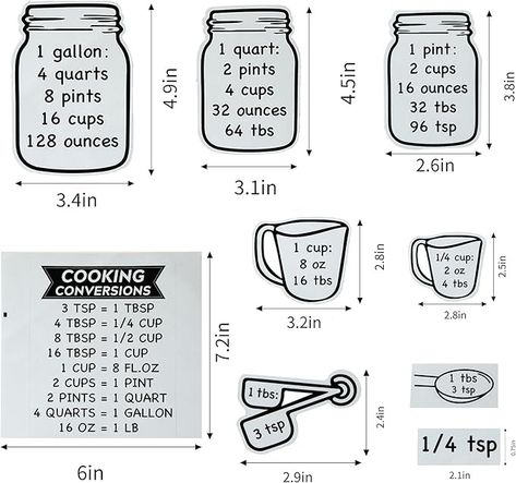 Amazon.com: Kitchen Conversion Chart Wall Decor, Metric Measurement Conversion for Cooking, Baking, Fridge Decor, Gallon Quart Pint Cup Ounce Tbsp Tsp Conversion Chart Sticker (11.4x8.3 in): Home & Kitchen Gallons Quarts Pints Cups, Kitchen Conversion Chart, Measurement Conversion Chart, Measurement Conversion, Conversion Chart Kitchen, Measurement Conversions, Kitchen Conversion, Cooking Measurements, Metric Measurements