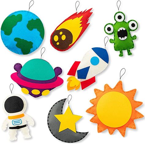 Felt Alien, Monster Sewing, Space Felt, Felt Sewing Kit, Diy Toddler Toys, Mobile Craft, Felt Doll Patterns, Felt Sewing, Space Fabric