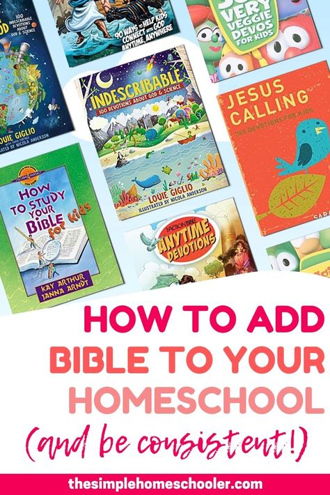 Looking to add Bible lessons to your homeschool curriculum? Or find some new resources for your homeschool devotional time? Check out my top 10 recommendations to explore the Bible in your homeschool and apply God\' Word to your kid\'s life in a meaningful way. Plus check out my top tip to actually stay consistent with your homeschool Bible and prayer time! #curriculum #homeschool #biblelessons #kids #preschool #elementary Elementary Bible Curriculum, Homeschool Bible Study For Kindergarten, Free Bible Curriculum For Homeschool, Preschool Bible Lessons Curriculum, Homeschool Bible Study For Kids, Bible Curriculum For Kids Homeschooling, Bible Curriculum For Kids, Homeschool Bible Study, Kids Bible Lessons